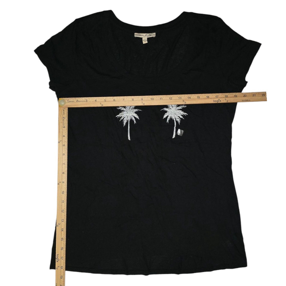 Y2K Lot of 2 EXPRESS, Sz L, Black White Striped Off Shoulder Blouse, Palm Tree - Picture 2 of 7